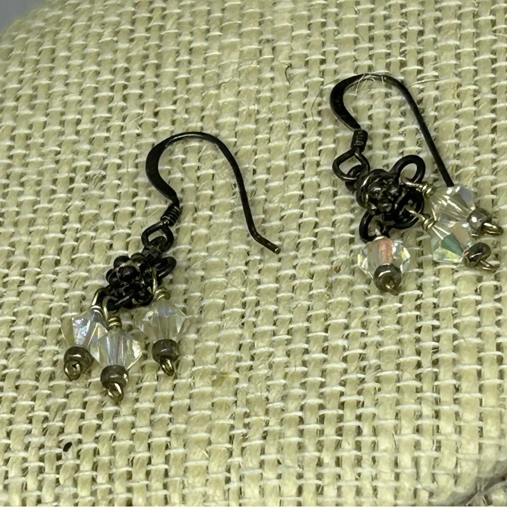 Vintage Clear Gemstones Necklace with Dainty‎ Earrings Victorian Classic